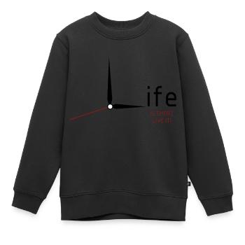 Das Leben ist kurz, es lebe - Kinder Premium Organic Sweatshirt - Schwarz - Vorne - AI Model Kid Female (0cm)