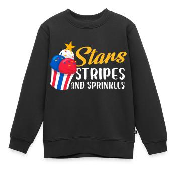stars stripes and sprinkles Design for a 4th july - Kinder Premium Organic Sweatshirt - Schwarz - Vorne - AI Model Kid Female (0cm)