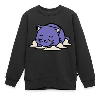 bébé chat qui dort - Sweat Premium enfant bio - noir - Devant - AI Model Kid Female (0cm)