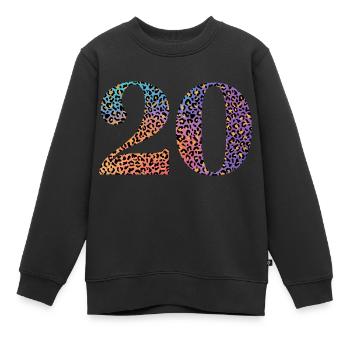 20e anniversaire léopard - Sweat Premium enfant bio - noir - Devant - AI Model Kid Female (0cm)