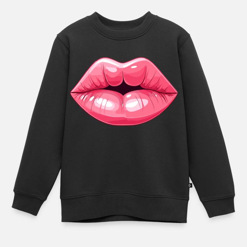 Embrasser les lèvres - Sweat Premium enfant bio - noir