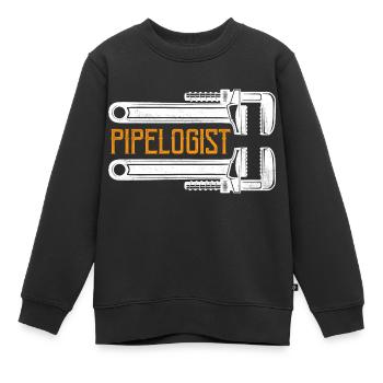 Piéologue Tuyauteur Clé à molette Plombier - Sweat Premium enfant bio - noir - Devant - AI Model Kid Female (0cm)