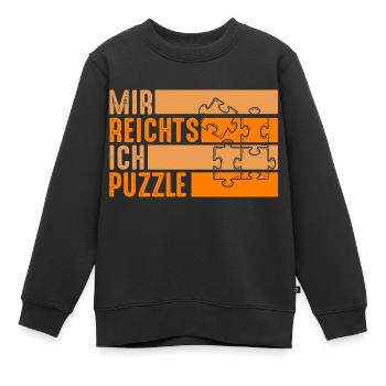 Puzzlefan Puzzler Puzzleteile Puzzle - Kinder Premium Organic Sweatshirt - Schwarz - Vorne - AI Model Kid Female (0cm)