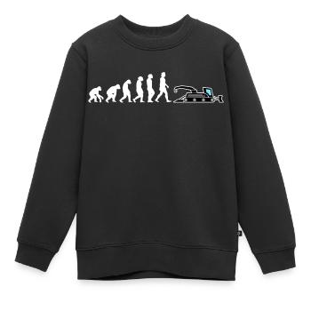 dameuse évolution grue véhicule pente neige - Sweat Premium enfant bio - noir - Devant - AI Model Kid Female (0cm)