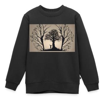 Tree Art - Kinder Premium Organic Sweatshirt - Schwarz - Vorne - AI Model Kid Female (0cm)