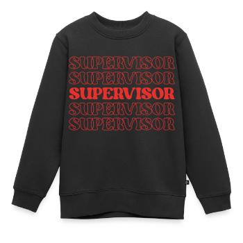 Superviseur Manager Chef Surveillant - Sweat Premium enfant bio - noir - Devant - AI Model Kid Female (0cm)
