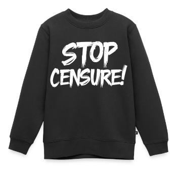 Stop censure - Sweat Premium enfant bio - noir - Devant - AI Model Kid Female (0cm)