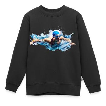 Schwimmen gibt es in verschiedenen Disziplinen - Kinder Premium Organic Sweatshirt - Schwarz - Vorne - AI Model Kid Female (0cm)