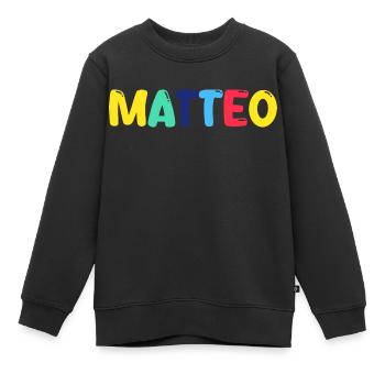 Name - Matteo - Kinder Premium Organic Sweatshirt - Schwarz - Vorne - AI Model Kid Female (0cm)