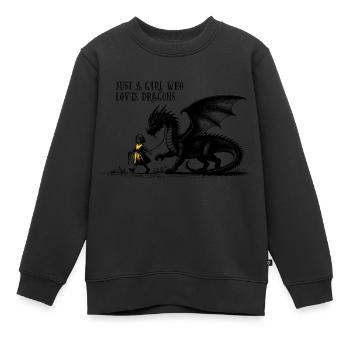 Juste une fille qui aime les dragons - Sweat Premium enfant bio - noir - Devant - AI Model Kid Female (0cm)