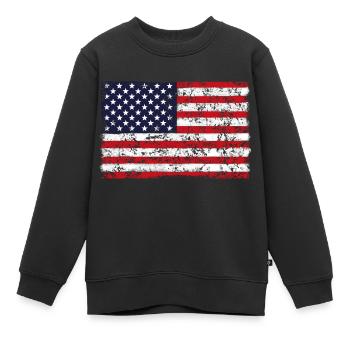 FLAGGE VON AMERIKA retro - Kinder Premium Organic Sweatshirt - Schwarz - Vorne - AI Model Kid Female (0cm)