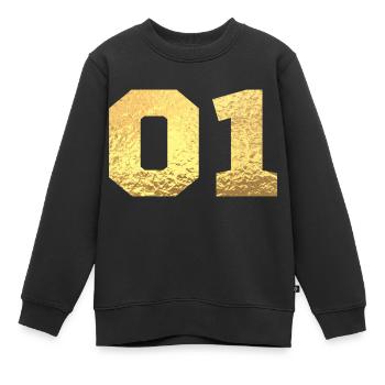 Nummer 1 Gold Glitter - 1. Jahrestag - Kinder Premium Organic Sweatshirt - Schwarz - Vorne - AI Model Kid Female (0cm)