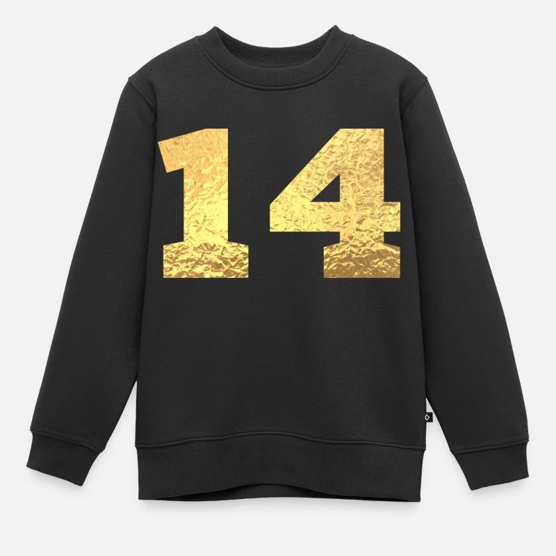 Numéro 14 paillettes doré - 14e anniversaire - Sweat Premium enfant bio - noir