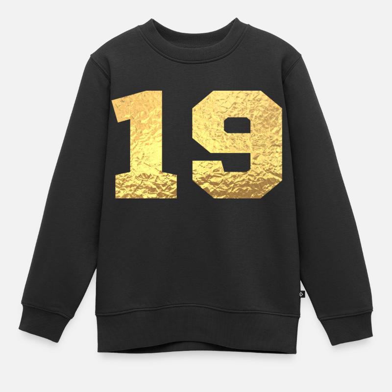 Numéro 19 paillettes doré - 19e anniversaire - Sweat Premium enfant bio - noir