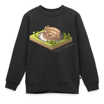 Geometrisches Low-Poly das Kolosseum - Kinder Premium Organic Sweatshirt - Schwarz - Vorne - AI Model Kid Female (0cm)