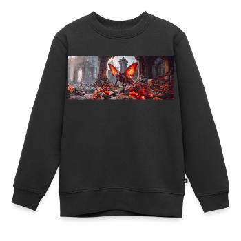 rise of mutant monster giant butterfly apocalyps - Kids Premium Organic Sweatshirt - black - Front - AI Model Kid Female (0cm)
