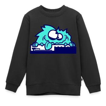 Haariges DJ Monster Horror Halloween Mischpult Fun - Kinder Premium Organic Sweatshirt - Schwarz - Vorne - AI Model Kid Female (0cm)