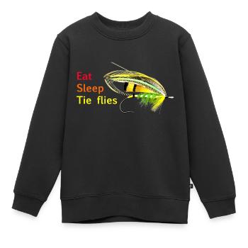 Eat Sleep Krawattenfliegen Grün Highlander - Kinder Premium Organic Sweatshirt - Schwarz - Vorne - AI Model Kid Female (0cm)