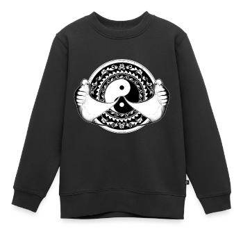 Yin Yang Mantarochen - Kinder Premium Organic Sweatshirt - Schwarz - Vorne - AI Model Kid Female (0cm)