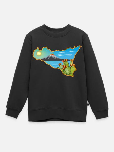 Ätna Panorama auf der Karte von Sizilien - Kinder Premium Organic Sweatshirt - Schwarz