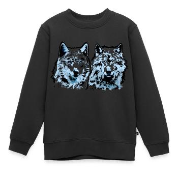 Geri et Freki - Sweat Premium enfant bio - noir - Devant - AI Model Kid Female (0cm)
