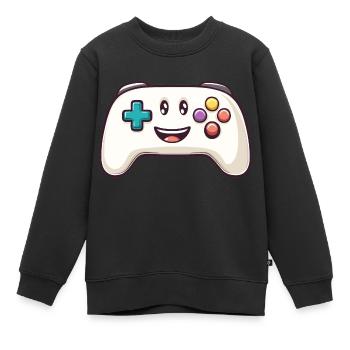 Manette amusante pour les joueurs - Sweat Premium enfant bio - noir - Devant - AI Model Kid Female (0cm)