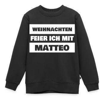 Geschenk für Matteo - Kinder Premium Organic Sweatshirt - Schwarz - Vorne - AI Model Kid Female (0cm)