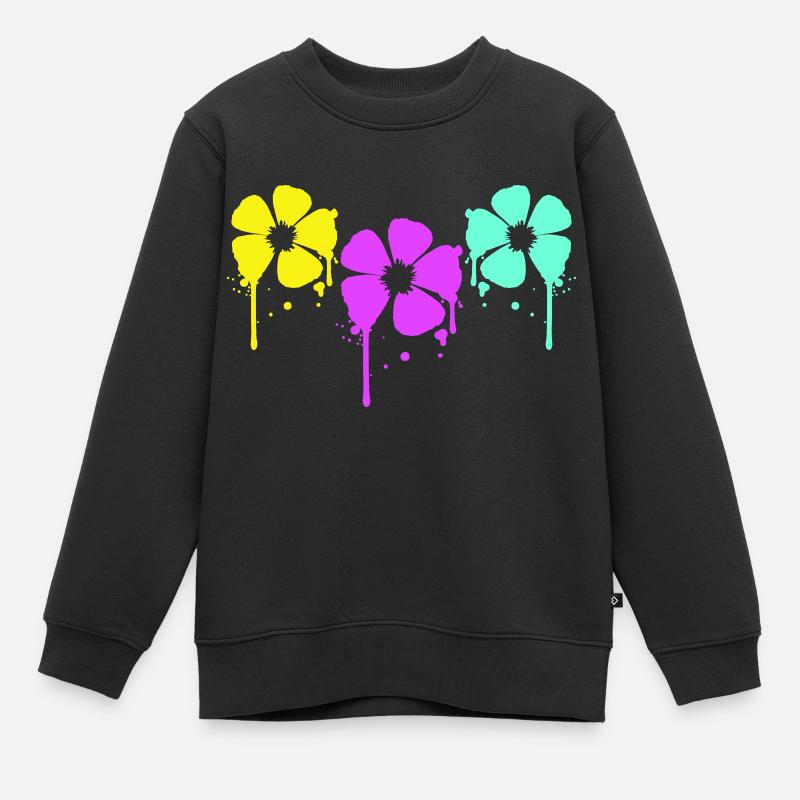 Fleurs Cool Graffiti Goutte Spray Printemps Eté - Sweat Premium enfant bio - noir