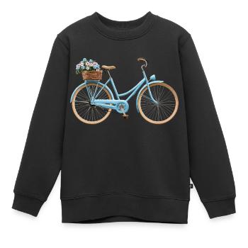 Bicycle with flower basket - Kids Premium Organic Sweatshirt - black - Front - AI Model Kid Female (0cm)