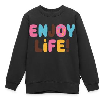 GENIESSEN SIE DAS LEBEN MIT DONUTS - Kinder Premium Organic Sweatshirt - Schwarz - Vorne - AI Model Kid Female (0cm)