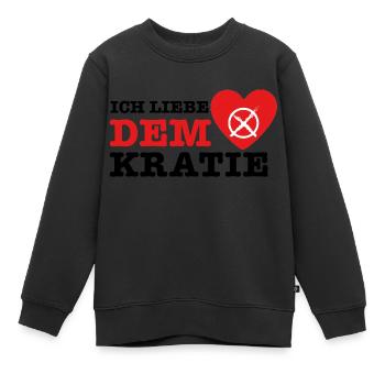 J’aime la démocratie - Sweat Premium enfant bio - noir - Devant - AI Model Kid Female (0cm)