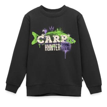 carpe carpe chasseur pêche pêcheur poisson graffiti - Sweat Premium enfant bio - noir - Devant - AI Model Kid Female (0cm)
