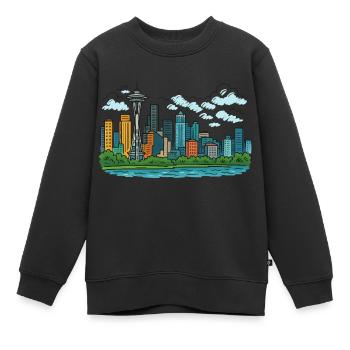 seattle stadt - Kinder Premium Organic Sweatshirt - Schwarz - Vorne - AI Model Kid Female (0cm)