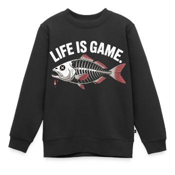 HET LEVEN IS SPEL - Kinder Premium sweater biologisch - zwart - Voor - AI Model Kid Female (0cm)