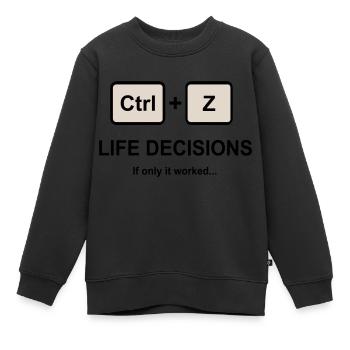 Ctrl + Z Décisions de vie - Sweat Premium enfant bio - noir - Devant - AI Model Kid Female (0cm)