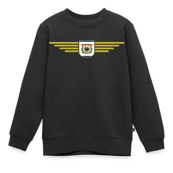 West Virginia Fan Shirt – Natur & Stolz - Kinder Premium Organic Sweatshirt - Schwarz - Vorne - AI Model Kid Female (0cm)