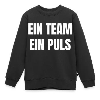 One team, one pulse. - Kids Premium Organic Sweatshirt - black - Front - AI Model Kid Female (0cm)