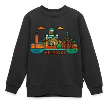 helsinki - Kinder Premium Organic Sweatshirt - Schwarz - Vorne - AI Model Kid Female (0cm)