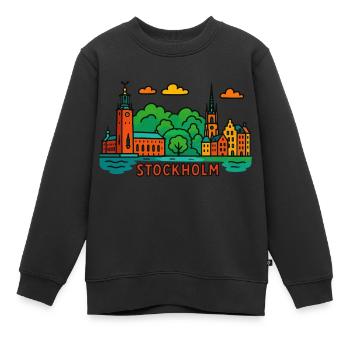 Stockholm - Sweat Premium enfant bio - noir - Devant - AI Model Kid Female (0cm)