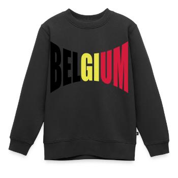 Belgique Belgique Texte Drapeau Cool Football Fan Fun - Sweat Premium enfant bio - noir - Devant - AI Model Kid Female (0cm)