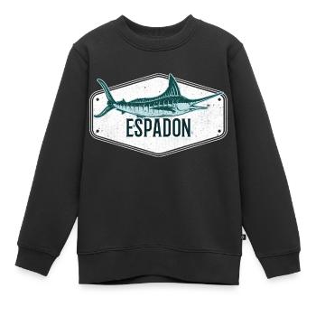 ESPADON Cadeau pêche haute mer pêcheur - Sweat Premium enfant bio - noir - Devant - AI Model Kid Female (0cm)