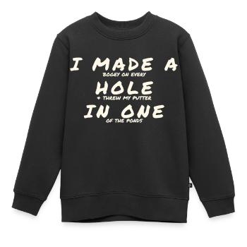 trou en un - Sweat Premium enfant bio - noir - Devant - AI Model Kid Female (0cm)