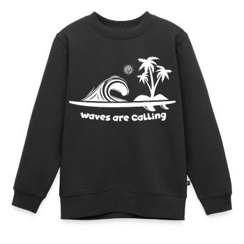 Surfing Surfboard Surfer Wassersport - Kinder Premium Organic Sweatshirt - Schwarz - Vorne - AI Model Kid Female (0cm)
