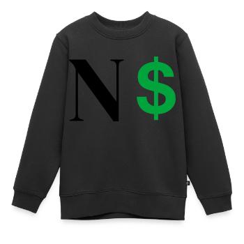 Buchstabe n Dollar - Kinder Premium Organic Sweatshirt - Schwarz - Vorne - AI Model Kid Female (0cm)