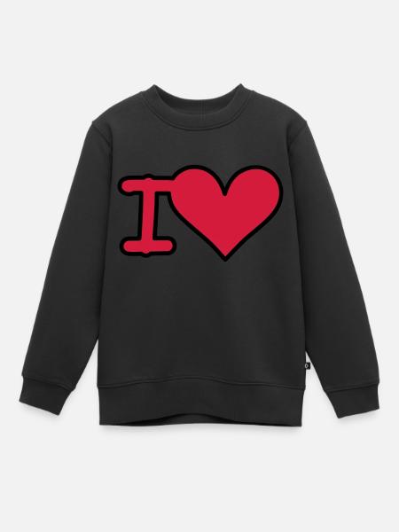 i love - Kinder Premium Organic Sweatshirt - Schwarz