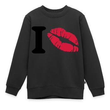i love - Sweat Premium enfant bio - noir - Devant - AI Model Kid Female (0cm)