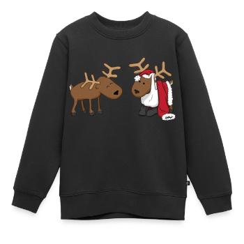 Rentiere verkleiden sich als Weihnachtsmann - Kinder Premium Organic Sweatshirt - Schwarz - Vorne - AI Model Kid Female (0cm)