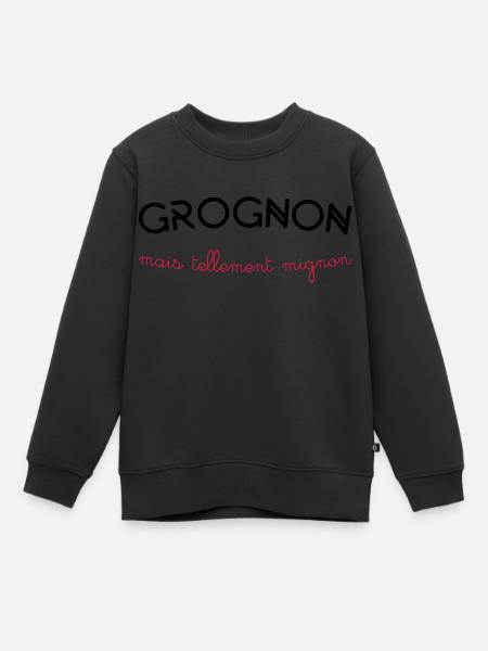 grognon - Sweat Premium enfant bio - noir