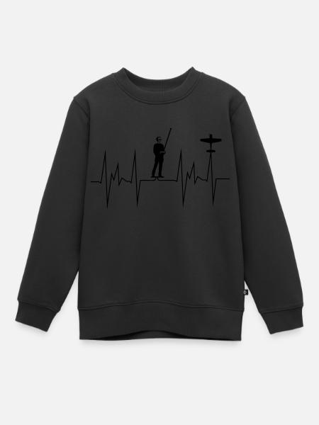 herzschlag modellflug - Kinder Premium Organic Sweatshirt - Schwarz