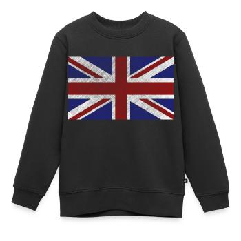 Grunge Union Jack-Flagge - Kinder Premium Organic Sweatshirt - Schwarz - Vorne - AI Model Kid Female (0cm)